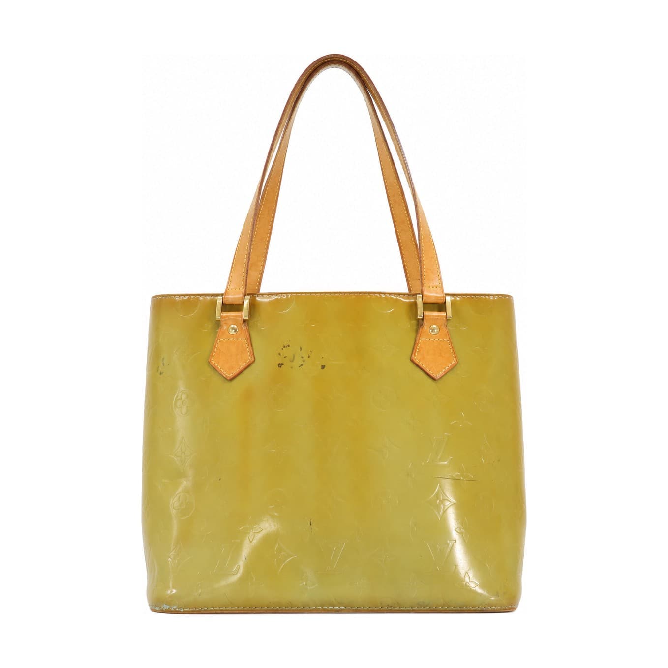 Louis Vuitton Vernis Houston Monogram Patent Leather Tote Handbag Bag Yellow