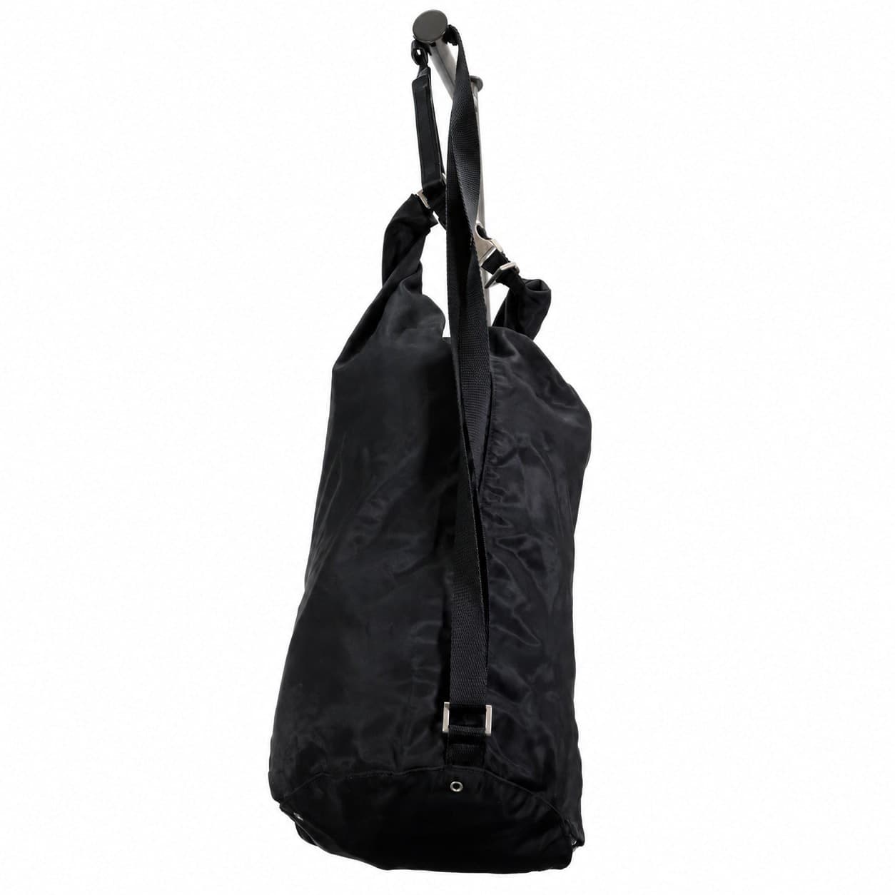 Prada Black Nylon Tessuto Hobo Shoulder Bag Handbag Purse Silver Hardware