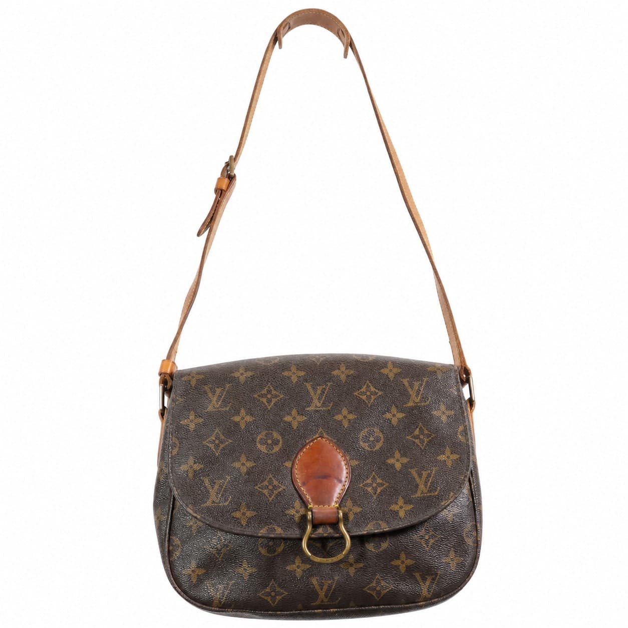 Louis Vuitton Saint Cloud GM Monogram Canvas Crossbody Shoulder Bag Handbag Purse Brown