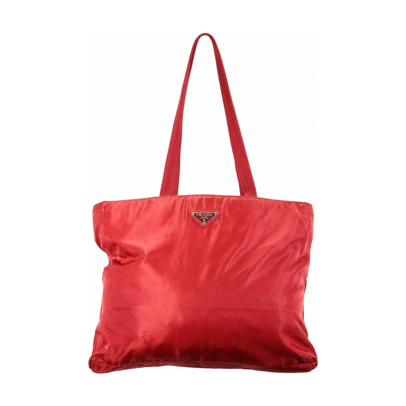 Prada Tessuto Nylon Red Tote Bag Handbag Purse Shoulder Bag