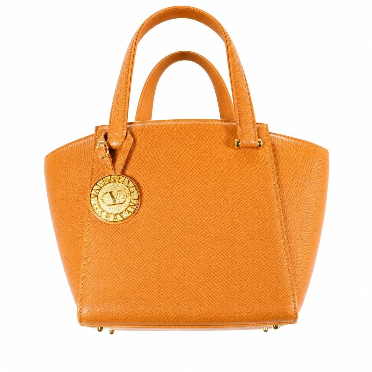 Valentino Garavani Leather Handbag Purse Bag Satchel Top Handle Orange
