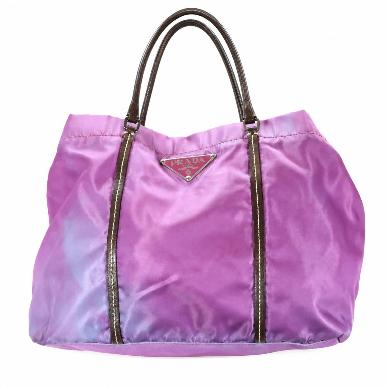 Prada Purple Nylon Tessuto Tote Handbag Shoulder Bag Purse