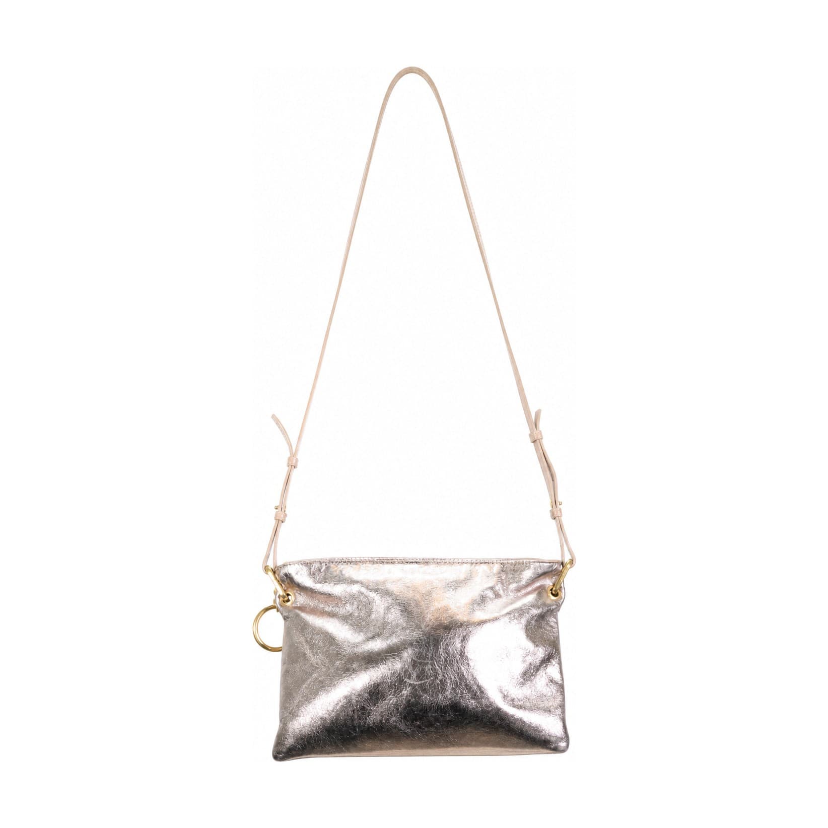 Jimmy Choo Metallic Leather Crossbody Shoulder Bag Handbag Purse Silver Gold