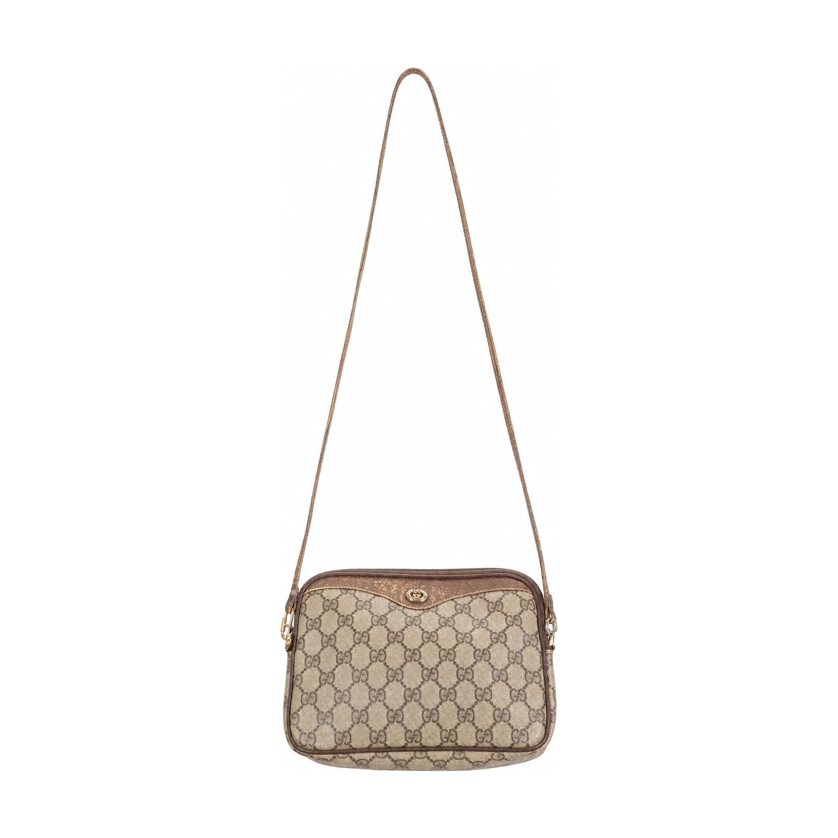 Gucci GG Supreme Canvas Crossbody Shoulder Bag Purse Handbag Brown Beige