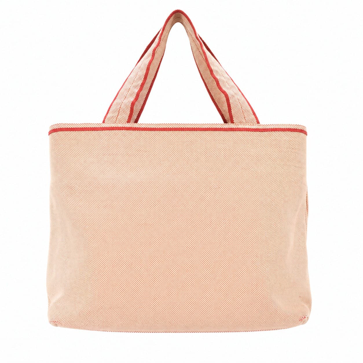 Prada Canvas Mesh Tote Bag Shoulder Bag Handbag Purse Red Beige
