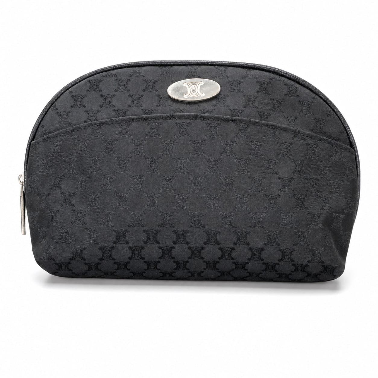 Céline Macadam Black Canvas Cosmetic Pouch Clutch Bag Makeup Case