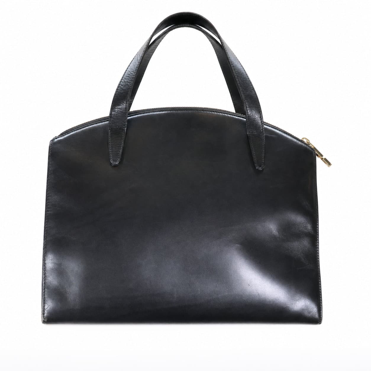 Gucci Black Leather Top Handle Bag Handbag Purse Satchel Gold Hardware handbags auction at Alighieri's