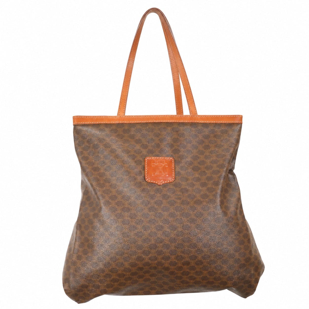 Céline Macadam Canvas Leather Tote Bag Handbag Purse Brown handbags auction at Alighieri's