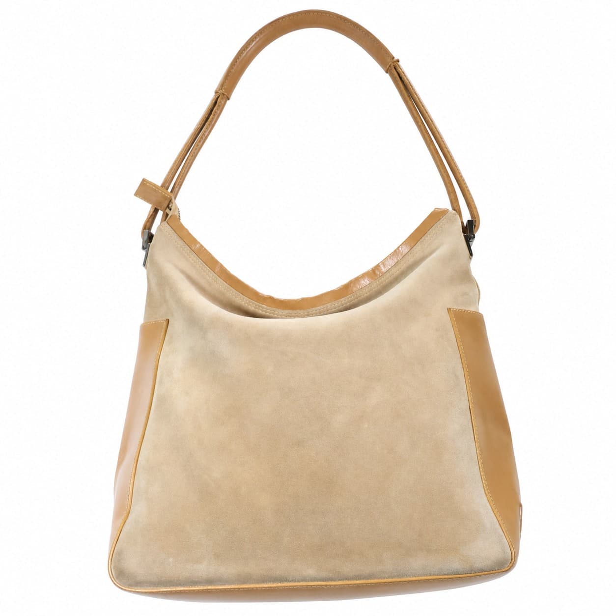 Gucci Suede Leather Hobo Shoulder Bag Handbag Purse Beige Tan handbags auction at Alighieri's
