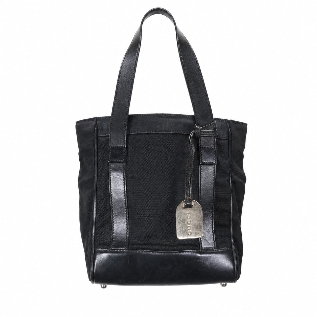 Gucci Black Canvas Leather Tote Handbag Purse Bag Shoulder