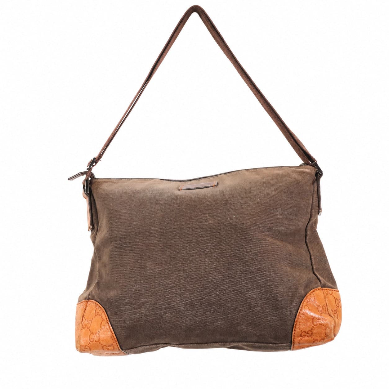 Gucci Canvas Guccissima Leather Hobo Shoulder Bag Handbag Purse Brown
