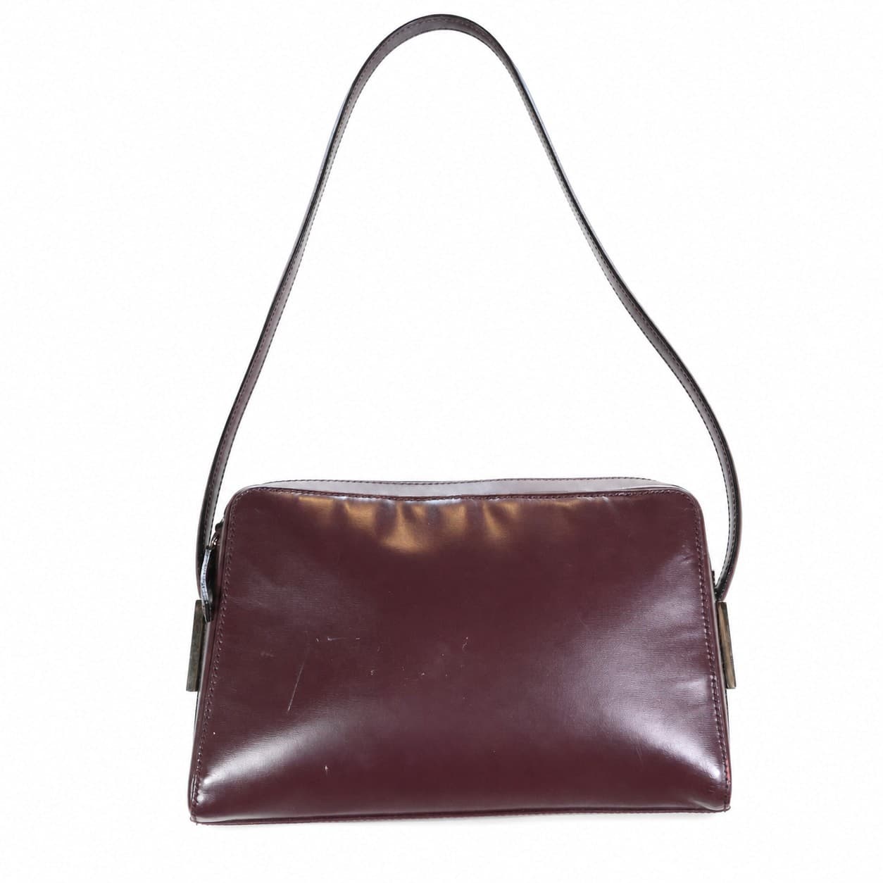 Gucci Burgundy Leather Structured Shoulder Bag Handbag Purse Crossbody