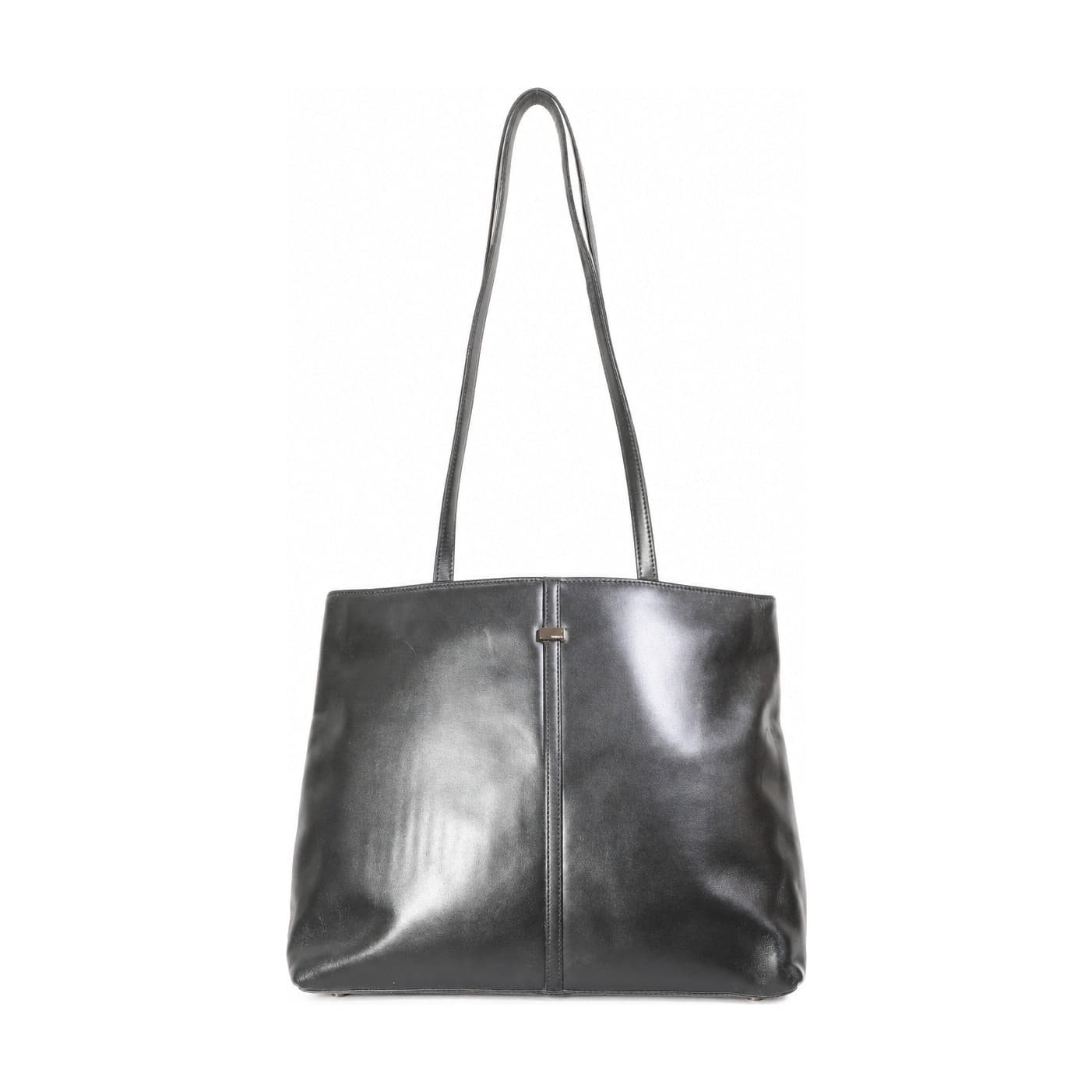 Gucci Black Leather Shoulder Bag Handbag Purse Crossbody Tote