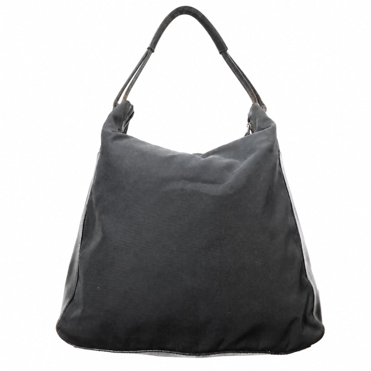 Gucci Black Canvas Leather Hobo Shoulder Bag Handbag Purse