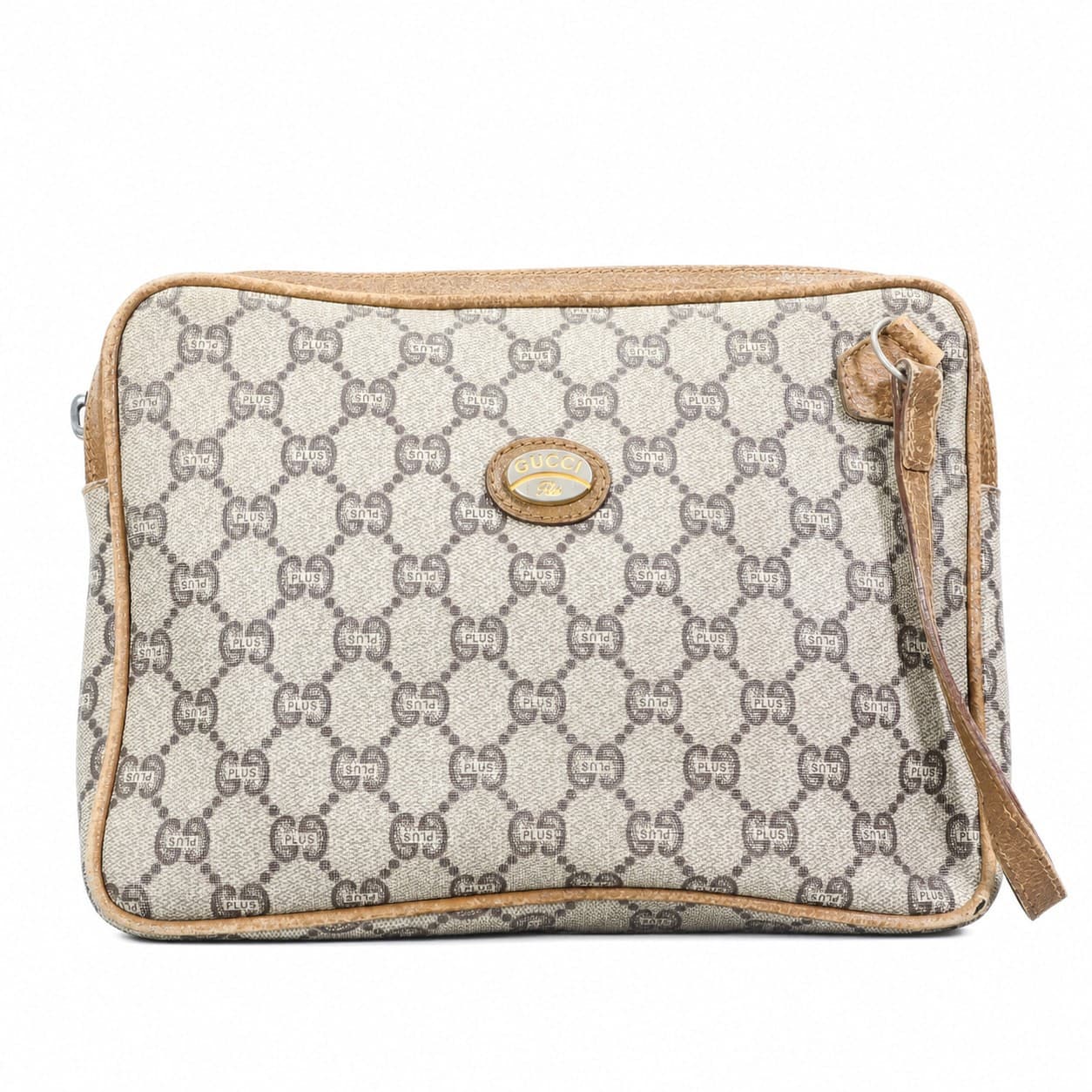 Gucci Plus GG Monogram Canvas Crossbody Shoulder Bag Handbag Purse Beige