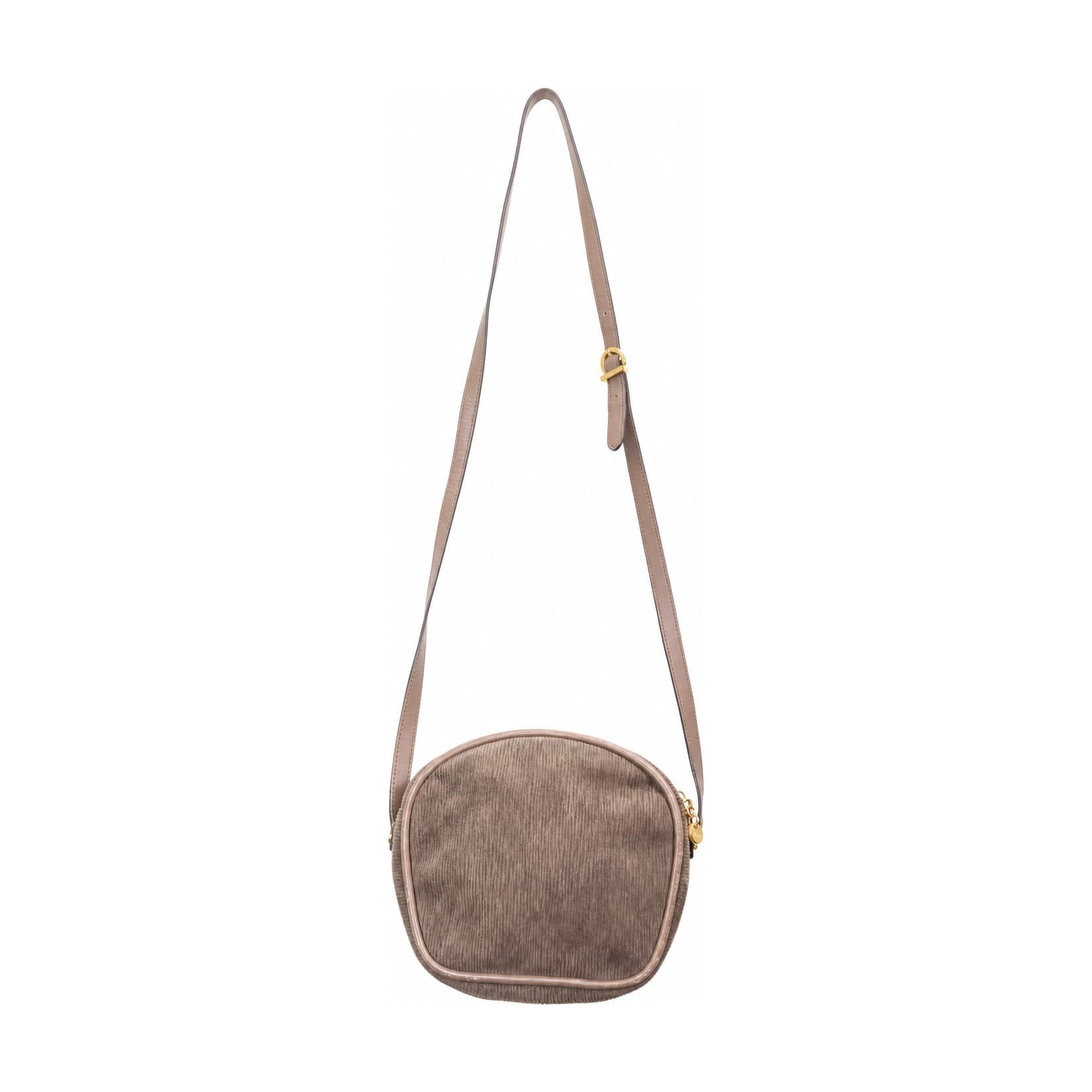 Salvatore Ferragamo Corduroy Crossbody Shoulder Bag Handbag Purse Taupe Beige