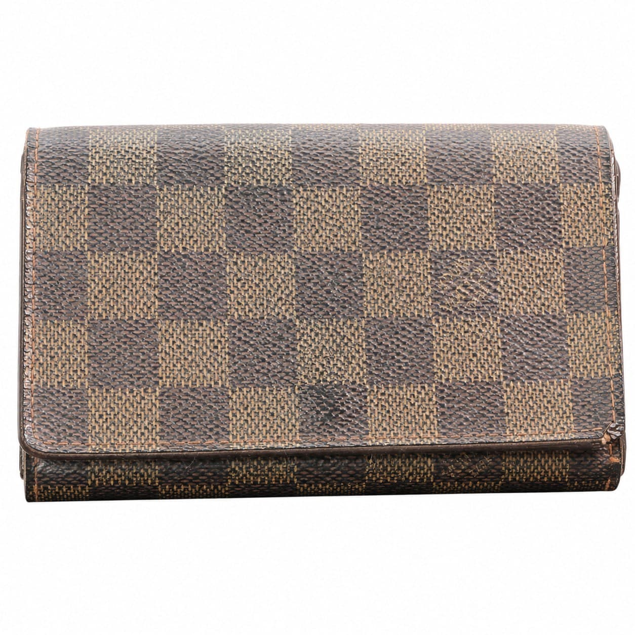 Louis Vuitton Damier Ebene Compact Trifold Wallet Coated Canvas Leather