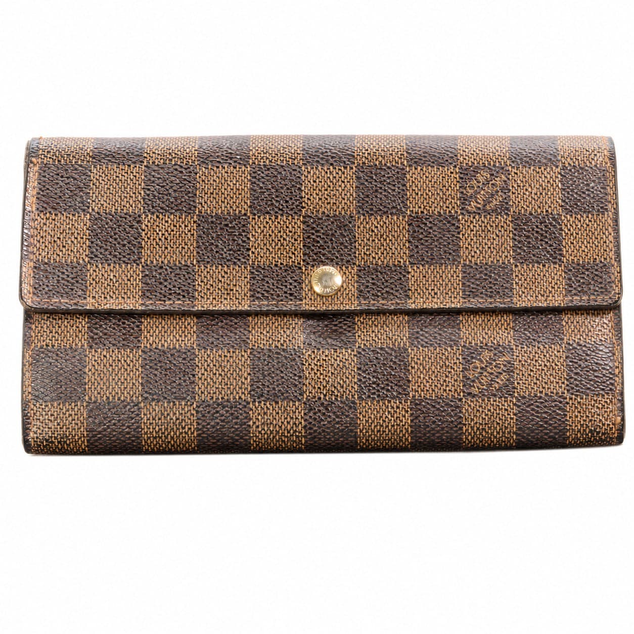 Louis Vuitton Damier Ebene Porte Tresor International Wallet Snap Closure
