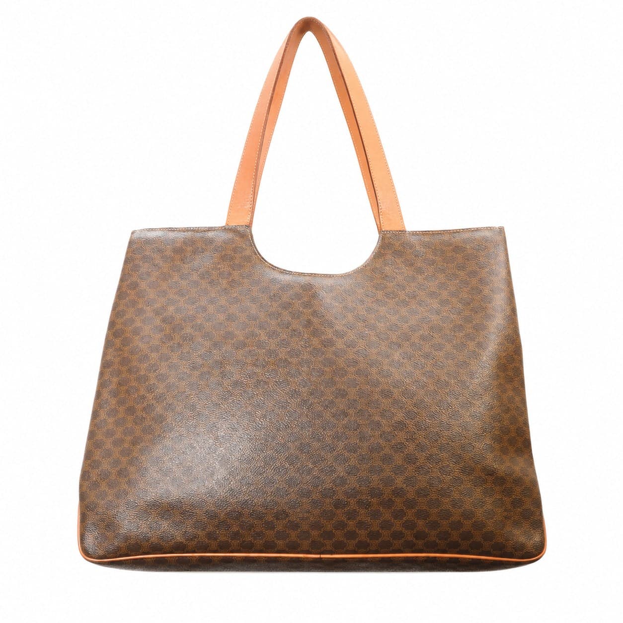 Céline Macadam Canvas Leather Tote Shoulder Bag Handbag Purse Brown