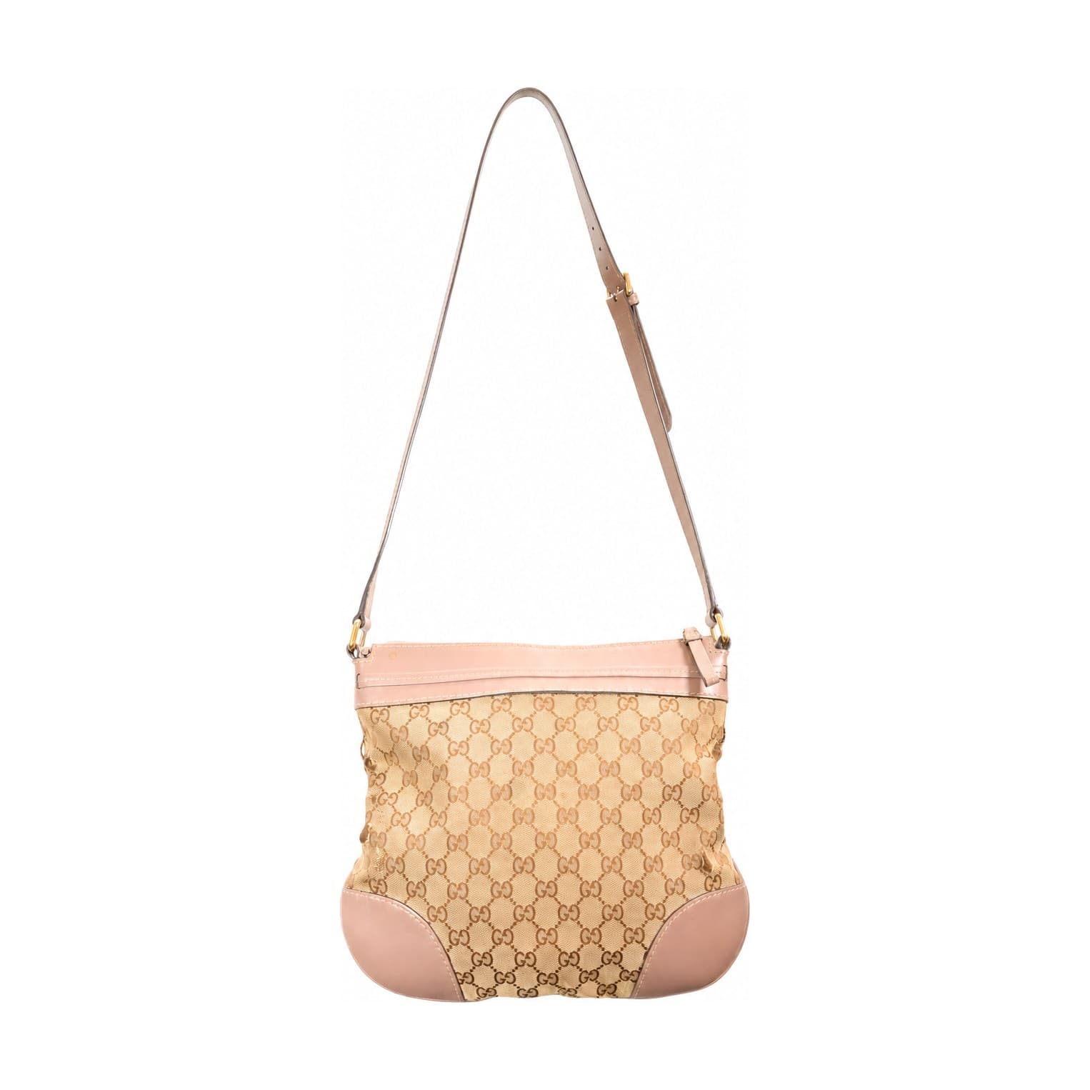 Gucci GG Monogram Canvas Pink Leather Crossbody Shoulder Bag Handbag Purse