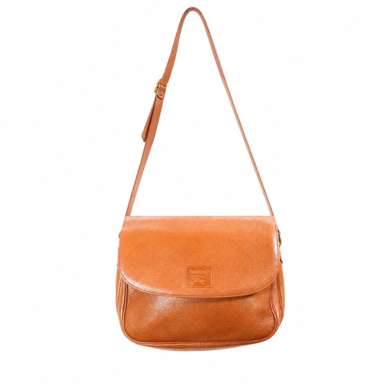 Burberry Leather Crossbody Shoulder Bag Purse Handbag Tan Cognac
