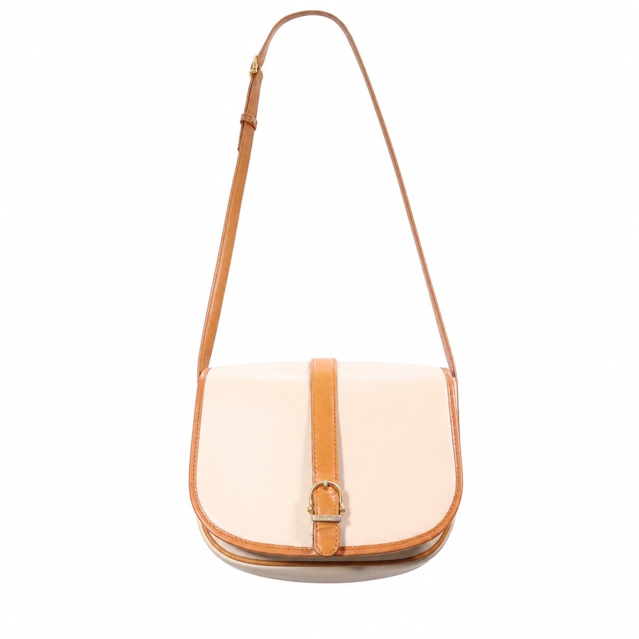 Celine Ivory Leather Saddle Bag Crossbody Shoulder Bag Tan Trim handbags auction at Alighieri's