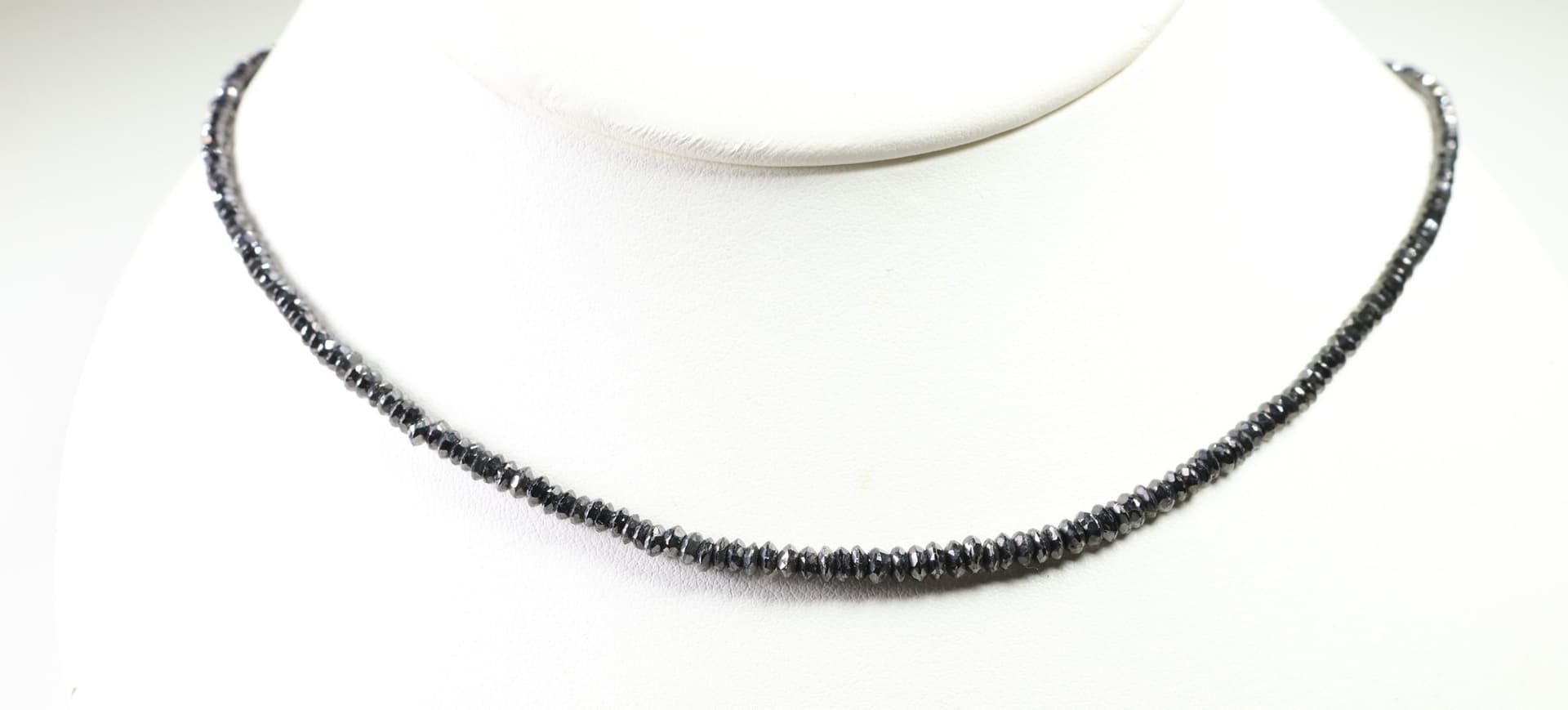 Platinum Pt850 Clasp Black Diamond 26.47ctw Diamond Bead Strand Necklace