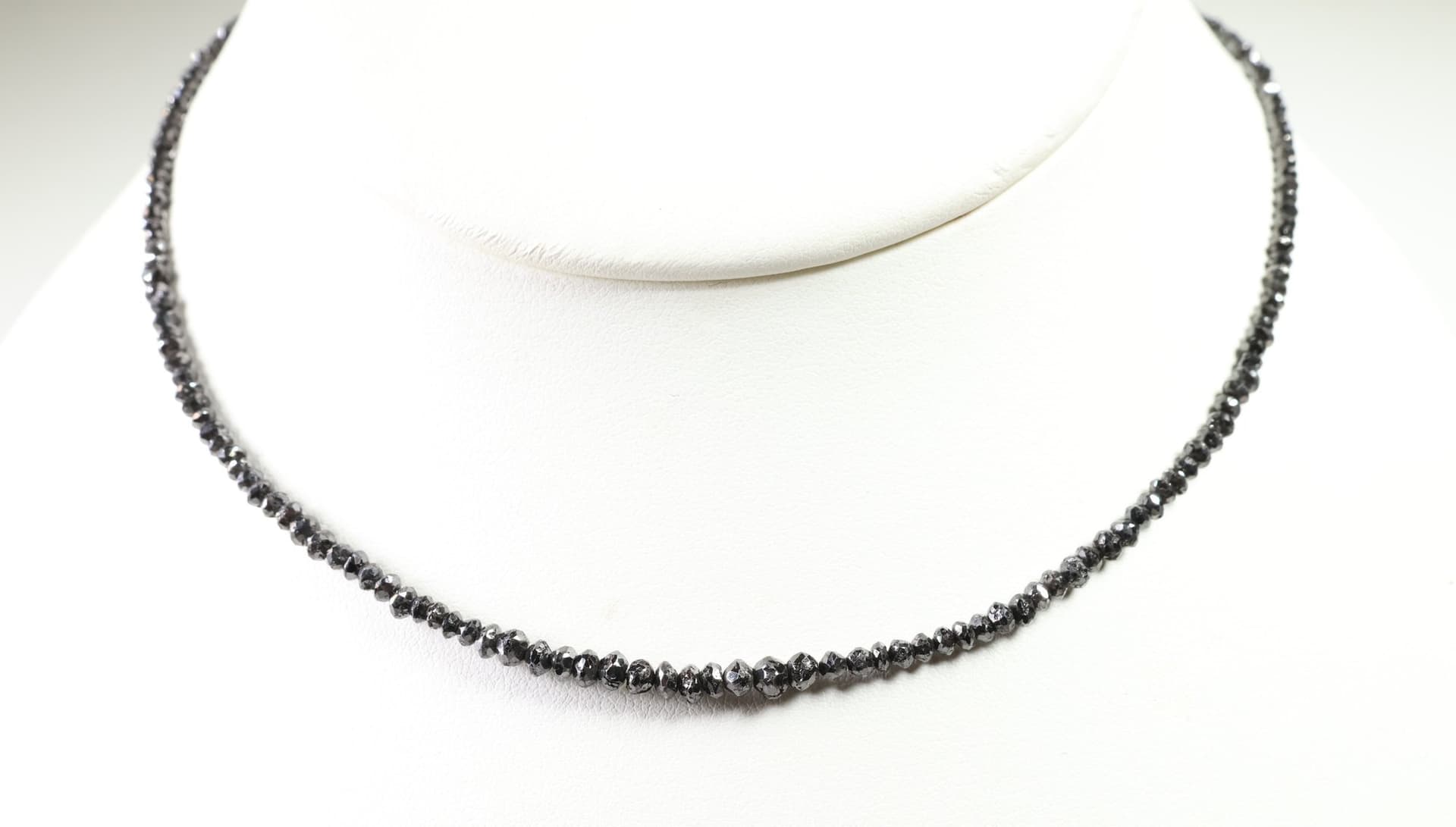 20ctw Black Diamond Strand Necklace 14K White Gold Clasp Adjustable Box Chain