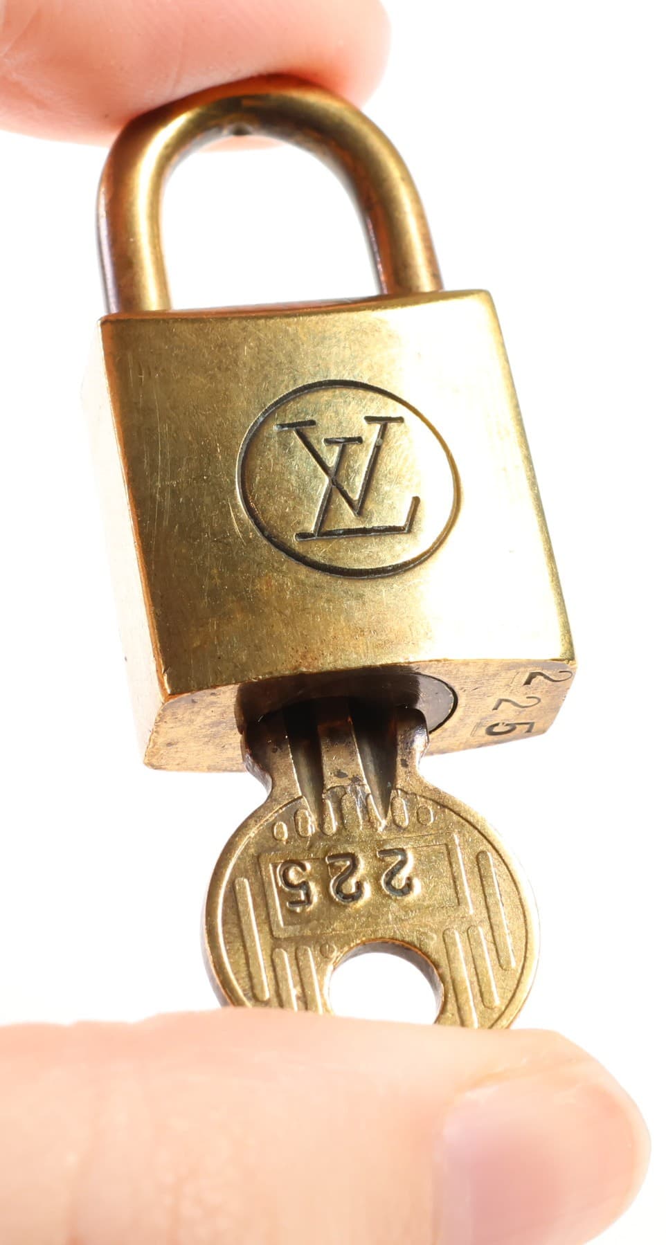 Louis Vuitton Padlock And Key Set No. 225 Gold Tone Bag Lock Cadenas Handbag Accessory