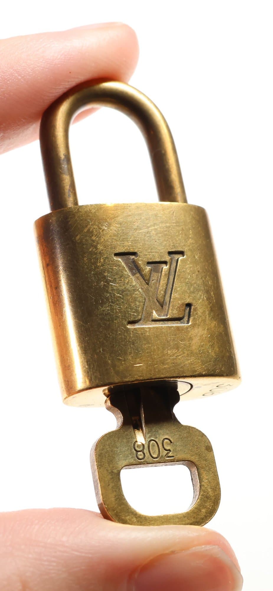 Louis Vuitton Padlock And Key No. 308 Gold Tone Bag Lock Purse Handbag Accessory