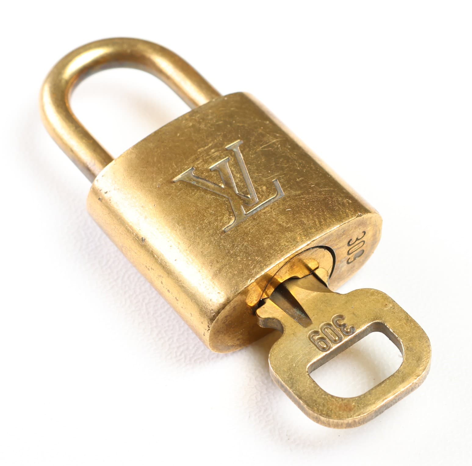 Louis Vuitton Padlock And Key Set Number 309 Gold Tone Bag Lock Handbag Accessory