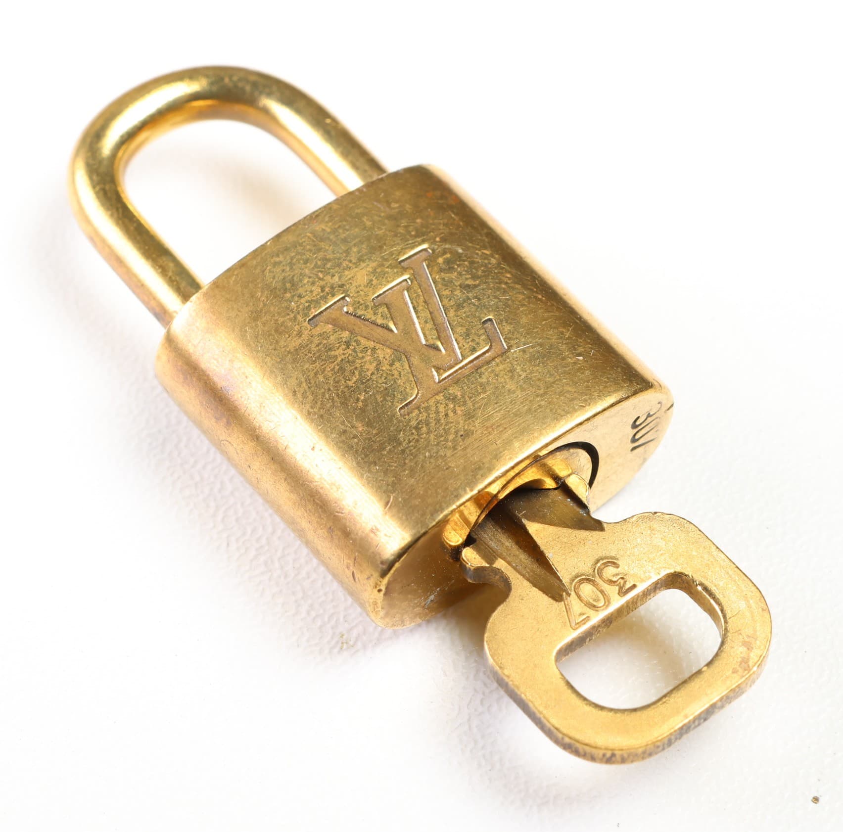 Louis Vuitton Padlock And Key No. 307 Gold Tone Bag Lock Handbag Purse Accessory