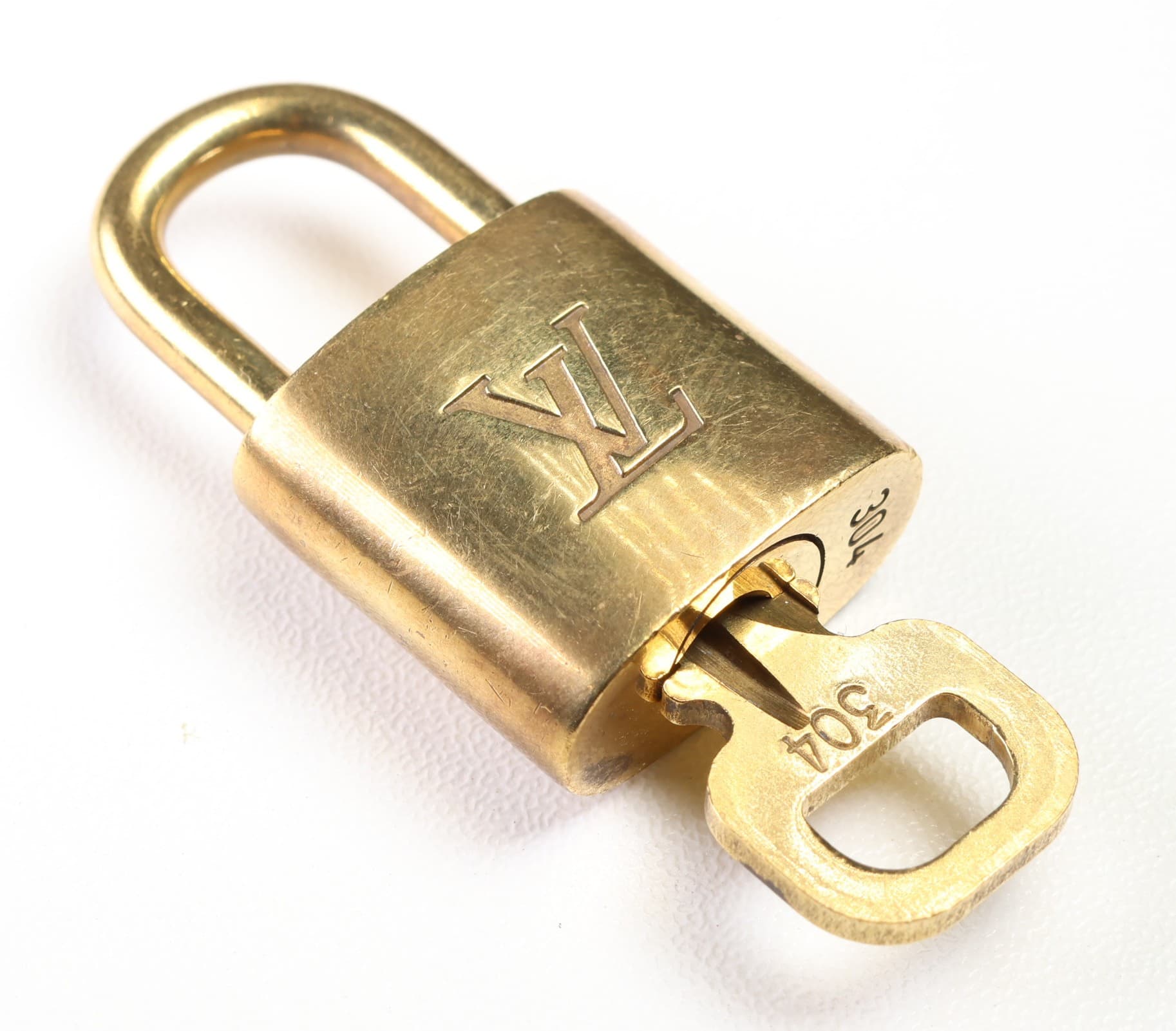Louis Vuitton Gold Tone Padlock And Matching Key 304 Handbag Purse Bag Lock