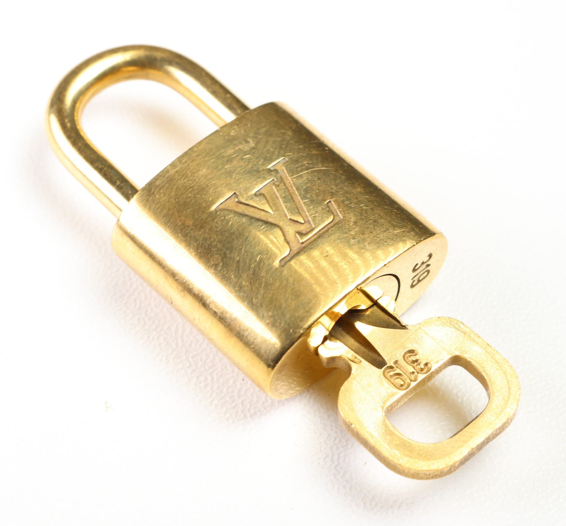 Louis Vuitton Padlock And Key Set Number 319 Gold Tone Lock Handbag Bag Accessory